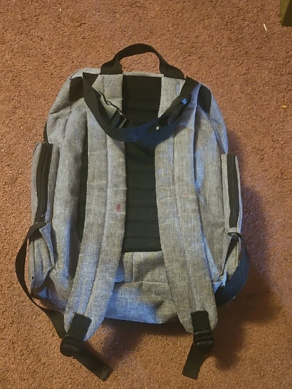 Gray Baby Backpack Diaper Bag with Black Accents